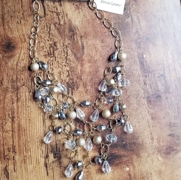 Erica Lyons Five Level Tiered Crystal Necklace NWT - Picture 10 of 12